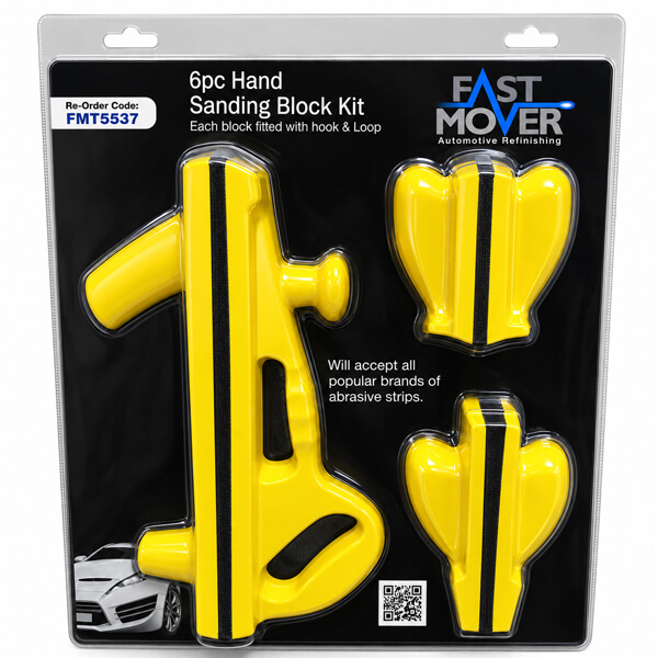 Fast Mover 6pc Hand Sanding Block Kit – Hook & Loop